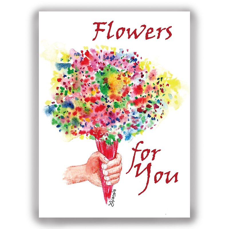 Valentine's Day-hand-painted illustration universal card/card/postcard/illustration card/valentine card-send you a bunch of flowers - การ์ด/โปสการ์ด - กระดาษ 