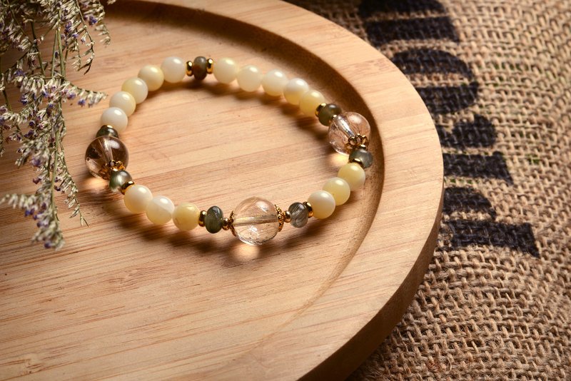 【神山晶礦】鈦晶綠髮晶硨磲手串/鈦晶/綠髮晶/硨磲 - 手鍊/手環 - 水晶 綠色