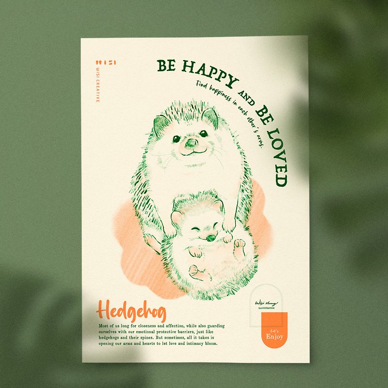 Wisi Huang【SMILE / Hedgehog】A4 hole printing poster - Posters - Paper White