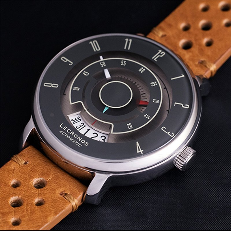 利諾斯經典跑車系列 – 深灰鋼殼皮帶 - 男錶/中性錶 - 不鏽鋼 灰色
