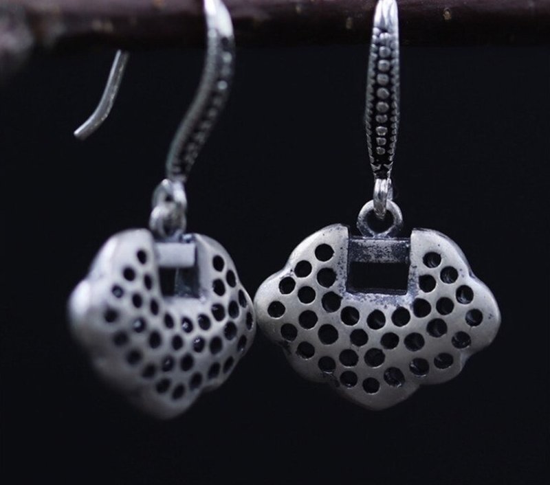 Real S925 Sterling Silver Abstract Heart-shape Drop Earrings for Women Hollow - Earrings & Clip-ons - Sterling Silver Silver