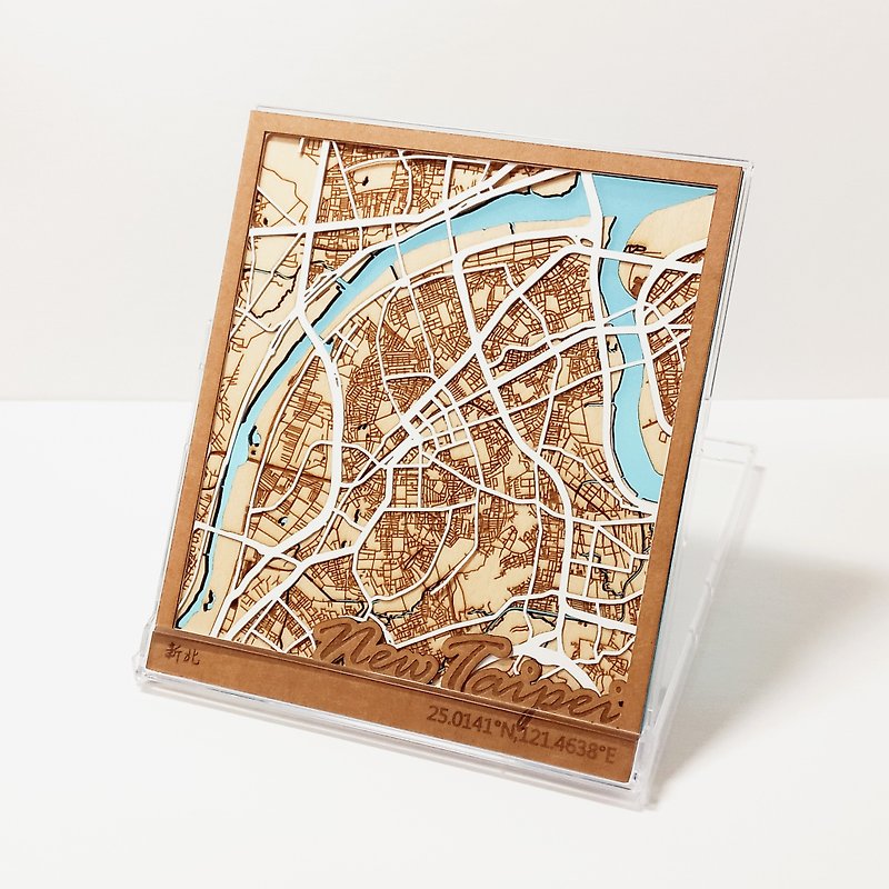 Yifang Map-New Taipei | Taiwan City Map | Customized Map - Items for Display - Wood Multicolor