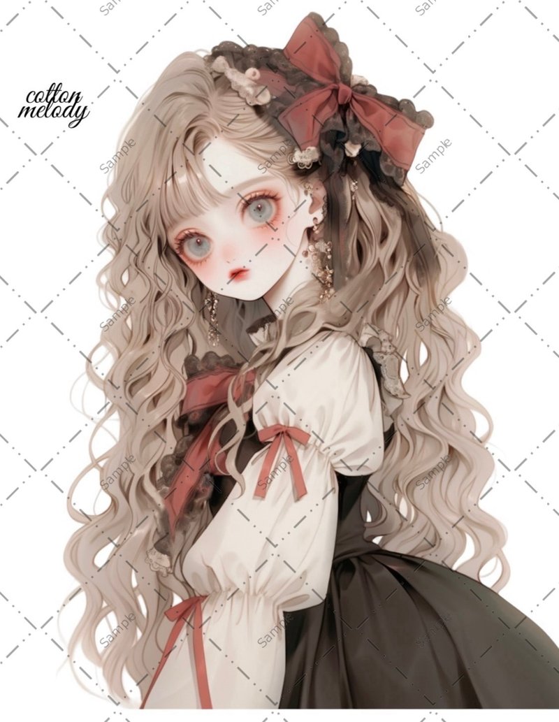 original sticker no.417 人物ステッカー オリジナルステッカー 人物ステッカー 女の子ステッカー オリジナル人物ステッカー - 貼紙 - 紙 