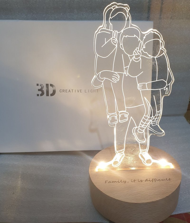 家人是最大原動力【質感線條】原木Led夜燈藍芽喇叭  客製化夜燈 - 燈具/燈飾 - 木頭 卡其色