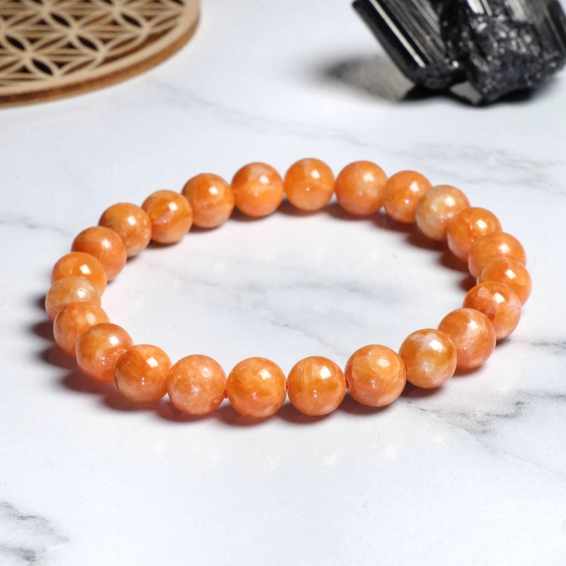 Brazil 8mm/10mm Orange Calcite Crystal Bracelet Bracelet Healing Soul Natural Stone Custom Made - สร้อยข้อมือ - คริสตัล สีส้ม