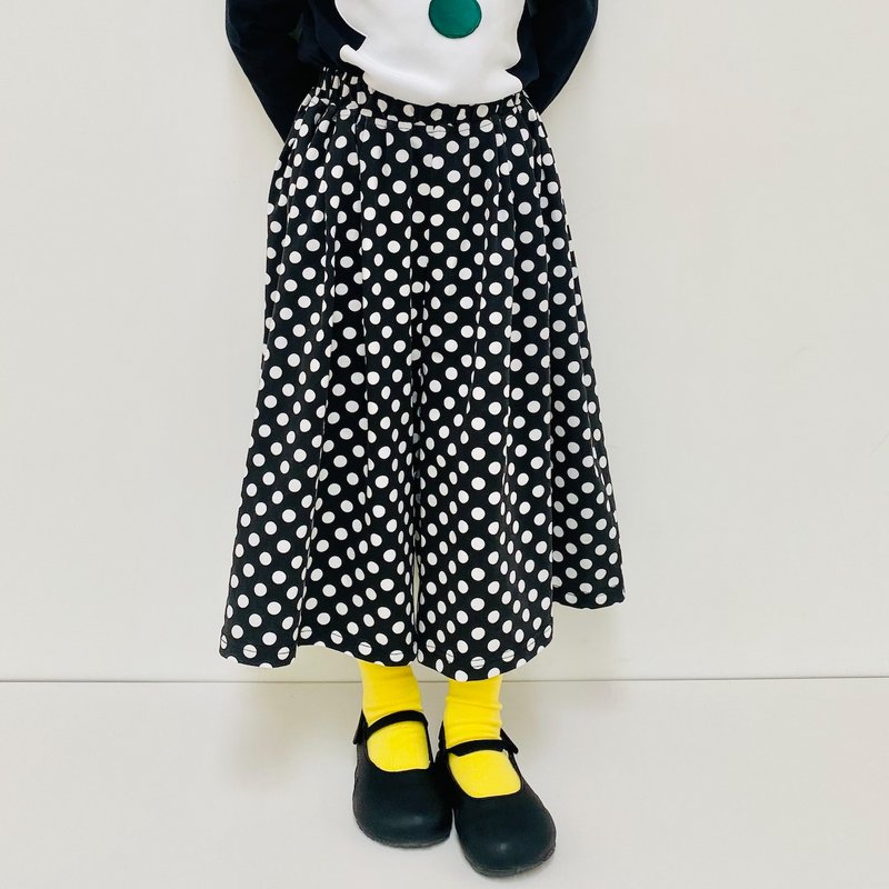 黑白點點褲裙 / 長褲 寬褲 童裝 - 男/女童長褲/短褲 - 棉．麻 黑色