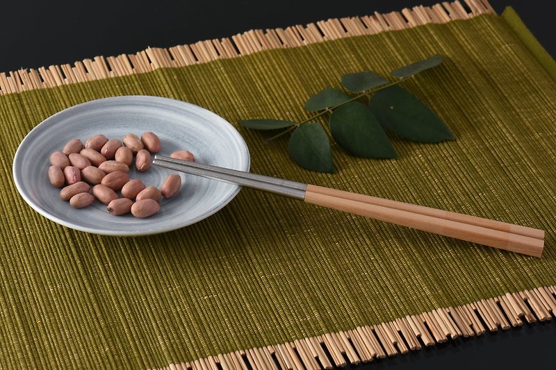 不鏽鋼檜木複合筷5雙 - 筷子/筷架 - 木頭 咖啡色