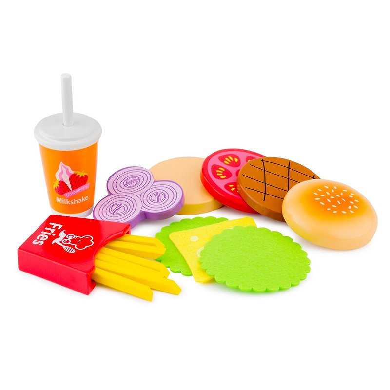 【New Classic Toys of the Netherlands】Beef Cheeseburger Set-10594 - Kids' Toys - Wood 