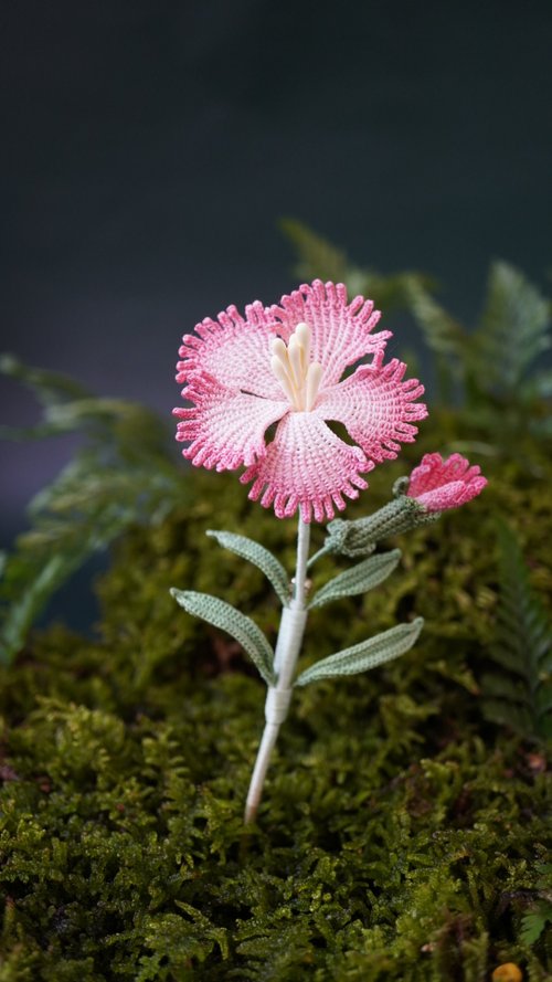 ナデシコの花かぎ針編み文学ギフトブローチ - ショップ yuansen