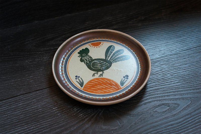 [Germany KMKーDekor series cock hand-painted decorative plate] - จานและถาด - ดินเผา สีนำ้ตาล