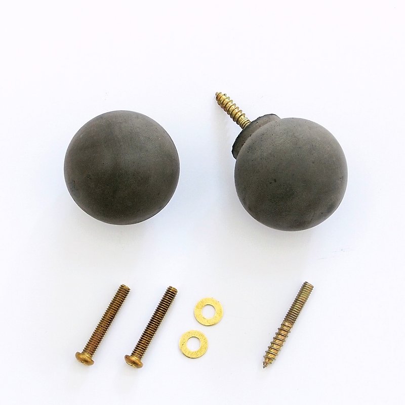 FENEN - Handcrafted black concrete knob / hook – Sphere - เฟอร์นิเจอร์อื่น ๆ - ปูน สีดำ