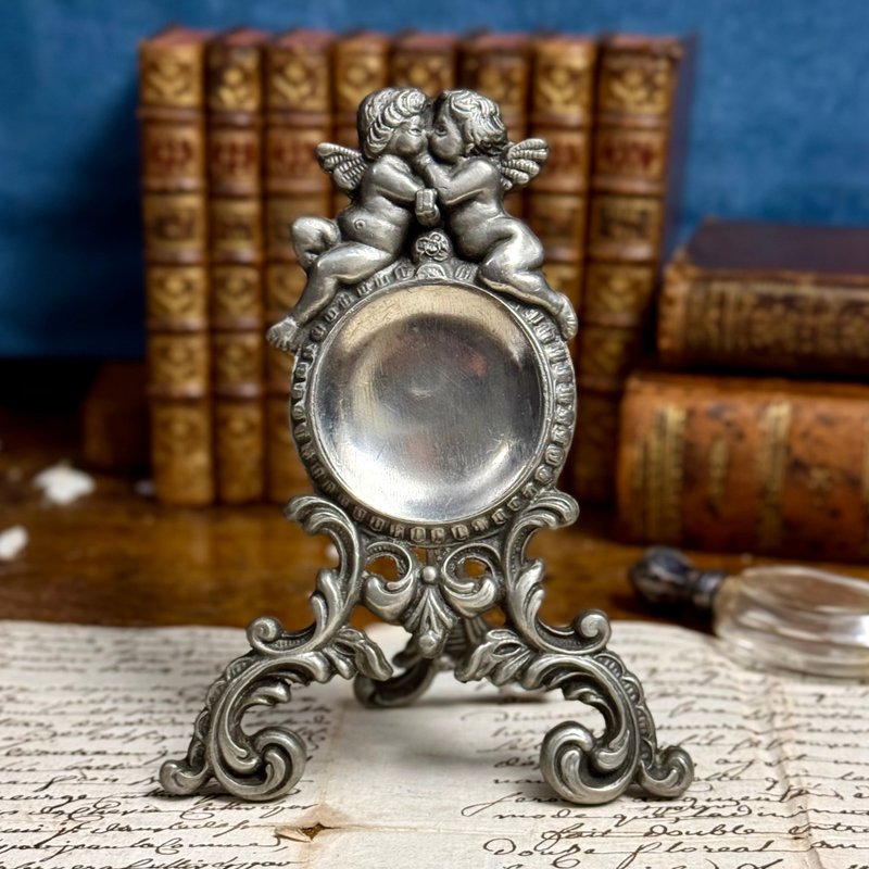 *50731-珍藏法國古董錫製天使懷錶架 - 擺飾/家飾品 - 其他金屬 