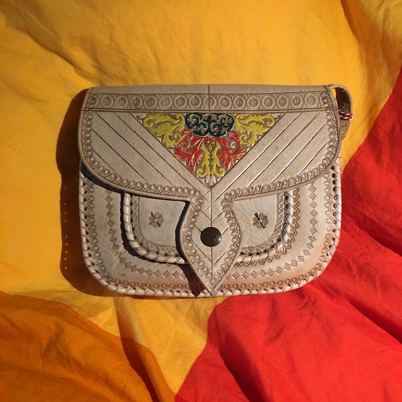 Moroccan hand color camel bag - salawi - Messenger Bags & Sling Bags - Genuine Leather Multicolor