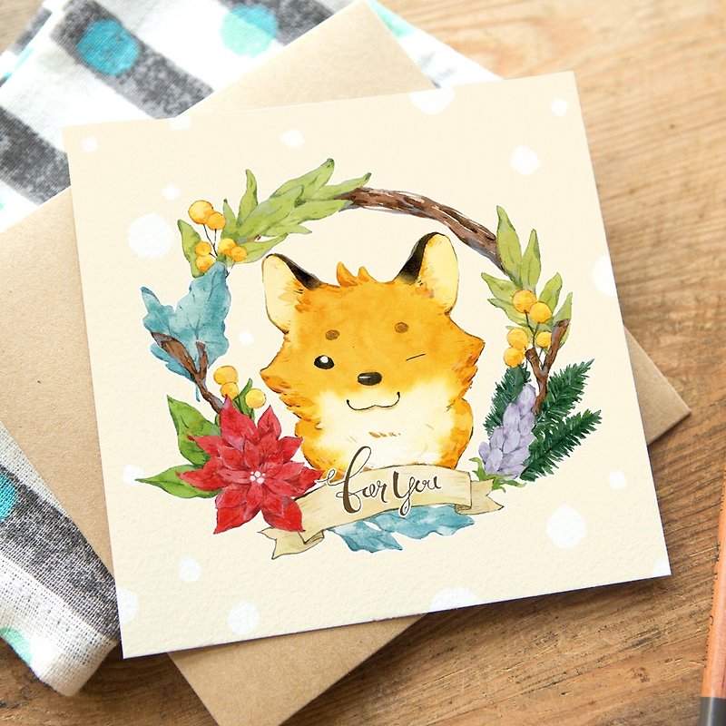 OURS Greeting Card - Fox - by Koopa - การ์ด/โปสการ์ด - กระดาษ สีกากี