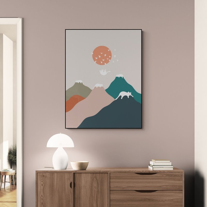 【獨家版畫】ilovedoodles | 貓咪地景 193- 貓咪群山 - 海報/掛畫/掛布 - 紙 