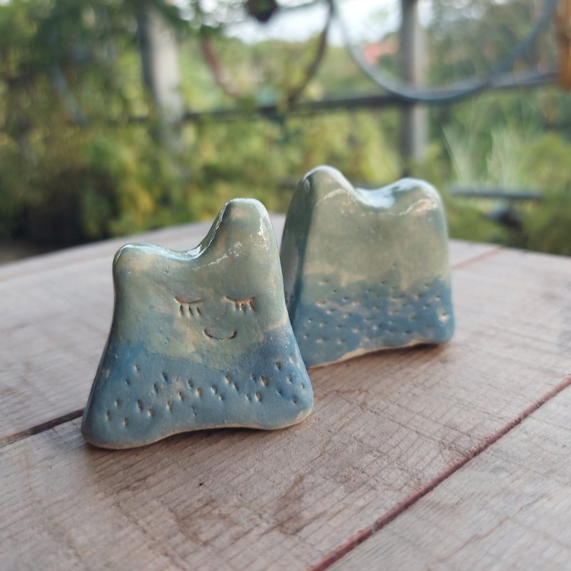【生活儀式感】迷你山形 花器 筷架 - 擺飾/家飾品 - 陶 綠色