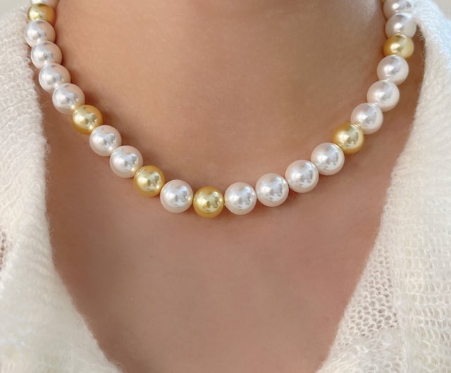 南洋ホワイトゴールドミックスカラーパールネックレスミックスカラー