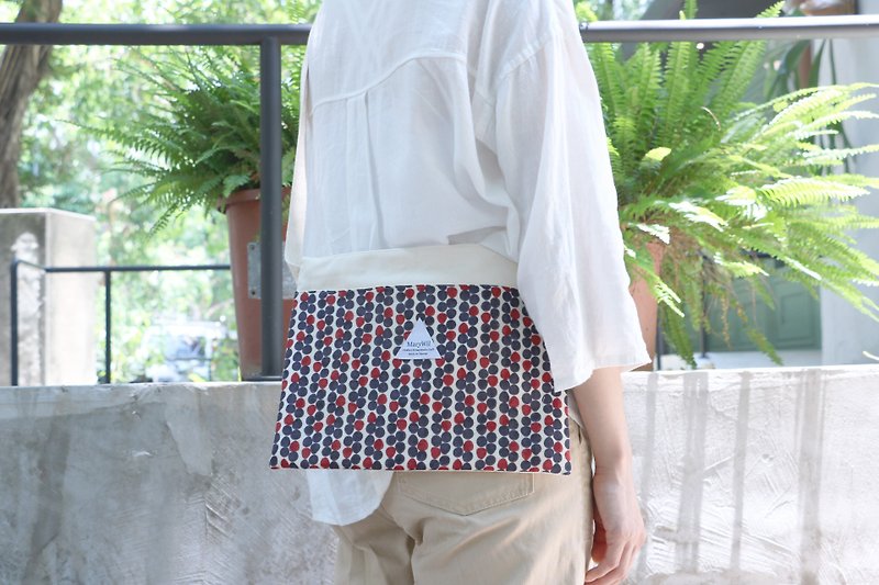 MaryWil Postcard Bag - Red and Blue Dots - Messenger Bags & Sling Bags - Cotton & Hemp Multicolor