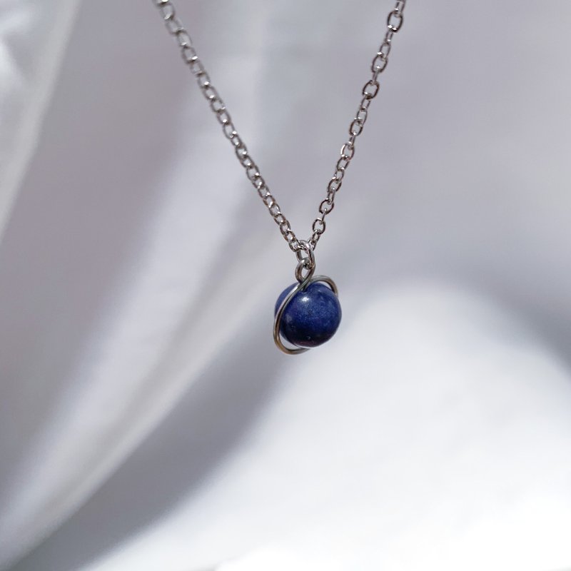 2色入 | 手製藍紋石圓球防敏鋼項鏈 - Wave Necklace - 項鍊 - 不鏽鋼 藍色