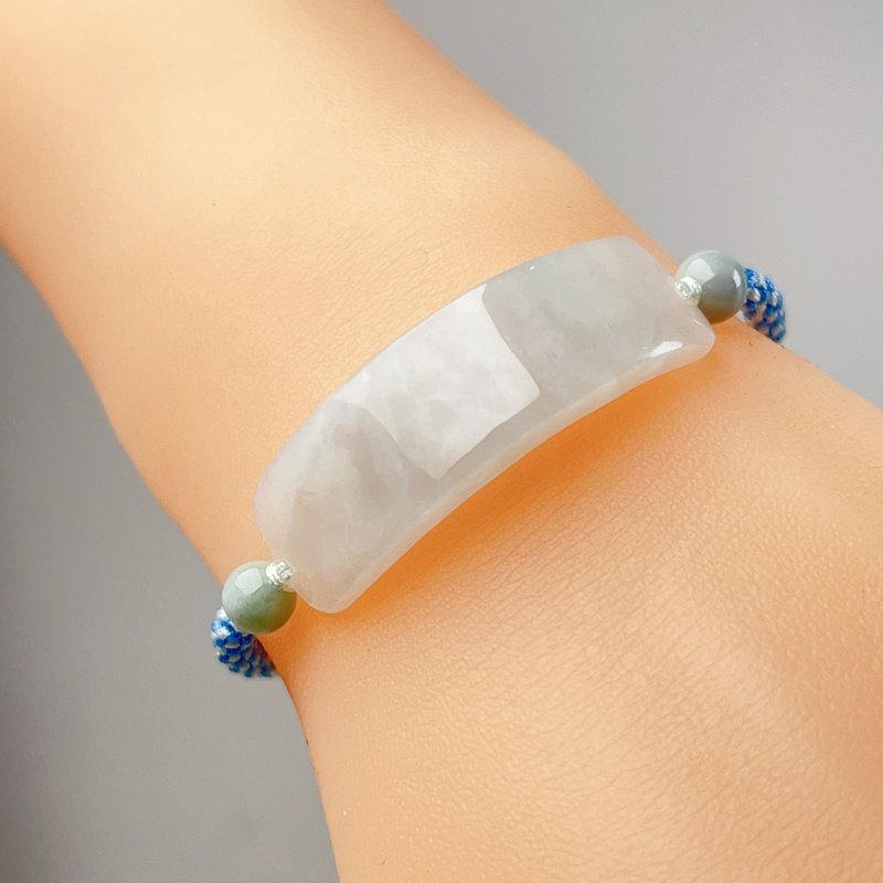 [May Nothing Happen] Ice Jadeite Wushi Brand Braided Bracelet | Natural Burmese Jade A-grade | Gift - Bracelets - Jade White