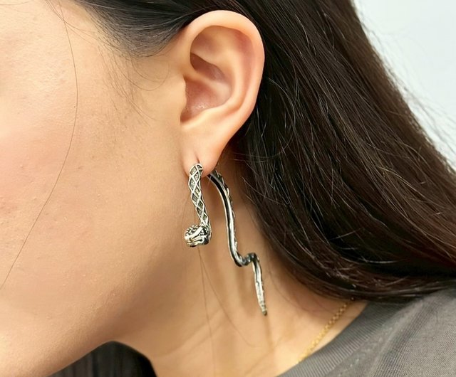 シルバー 蛇デザイン ピアス 925 スネーク vintage old
