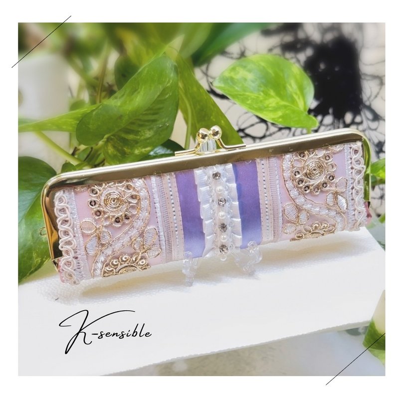 大人女子の仕分けの出来るリボンのコインケース　NO.149 - 零錢包/小錢包 - 棉．麻 粉紅色