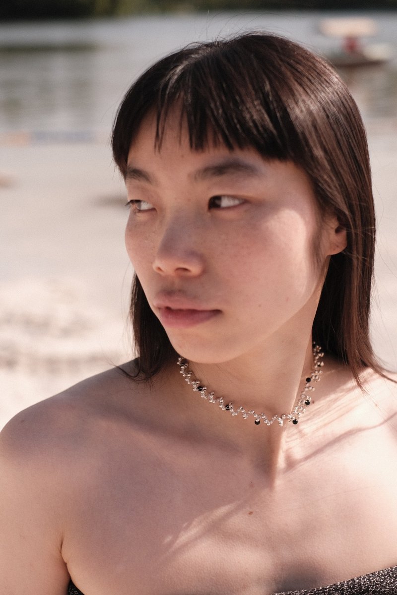 洄游 925銀瑪瑙魚卵彈力choker - 項鍊 - 其他材質 銀色