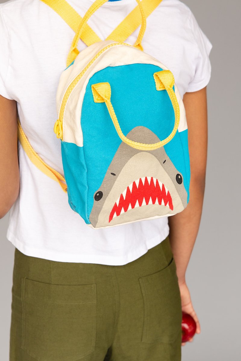 【Canadian Fluf Organic Cotton】Portable Backpack--(Great White Shark) - Backpacks - Cotton & Hemp White