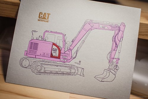 wandas letterpress CAT Excavetor 山貓挖土機凸版印刷