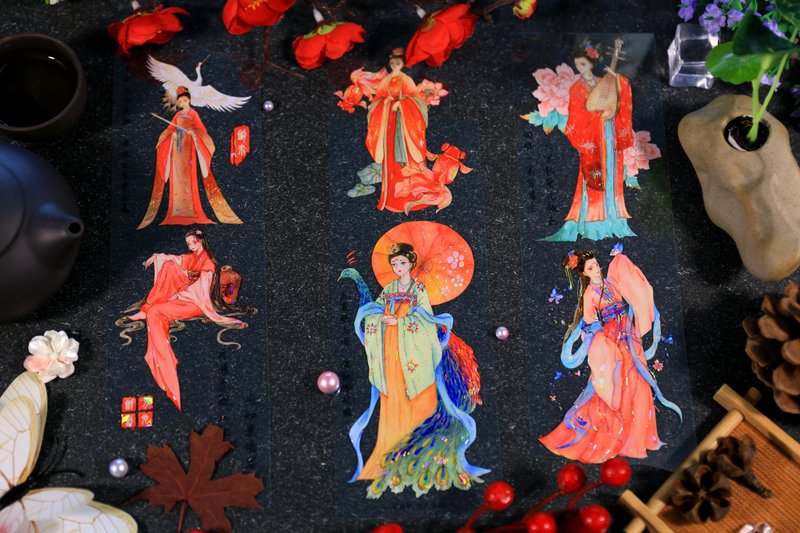 如是嫵媚 PET 紙膠帶 白墨 貝殼光 10米卷 - 紙膠帶/和紙/PET - 塑膠 多色