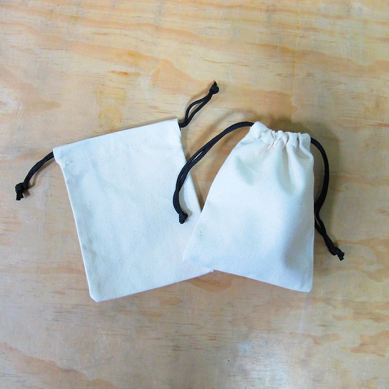 Plain unprinted canvas drawstring pocket small object storage bag coin bag two-in combination - กระเป๋าเครื่องสำอาง - ผ้าฝ้าย/ผ้าลินิน ขาว