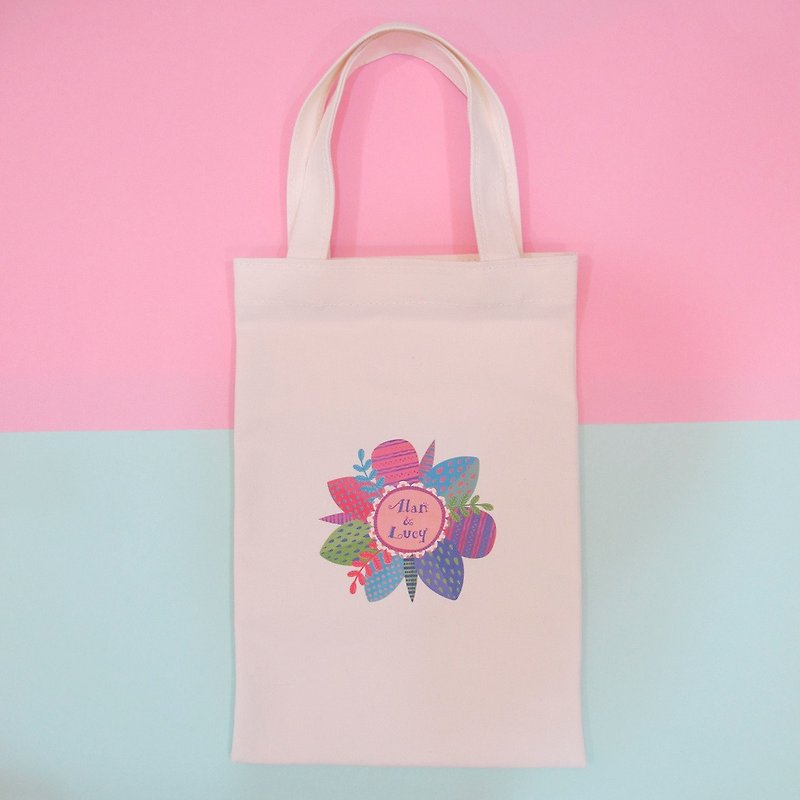 Happiness Portable Cotton Canvas Bag - Customized Wedding Accessories - 花漾C款 - กระเป๋าถือ - ผ้าฝ้าย/ผ้าลินิน 