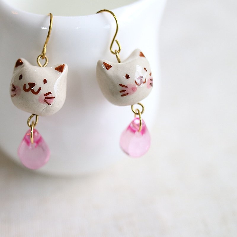 cat earring - Earrings & Clip-ons - Pottery 