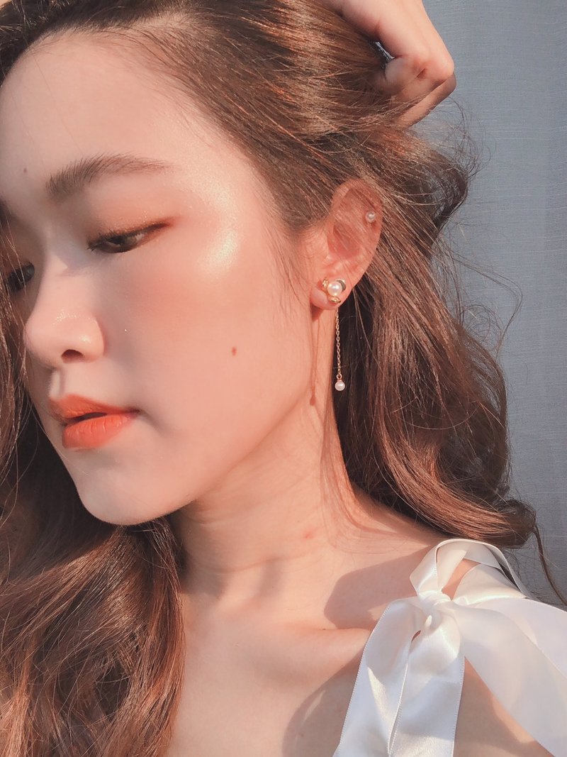 Clover Long Earring - 14K Gold - 耳環/耳夾/耳骨夾 - 純銀 
