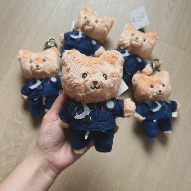 刷手服 林檎小熊穿制服 絨毛玩偶鑰匙圈 醫生 醫師 醫療人員 - 鑰匙圈/鑰匙包 - 聚酯纖維 藍色