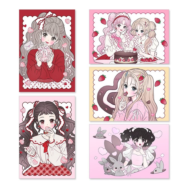 Valentine Day post card (5Design) - 卡片/明信片 - 紙 