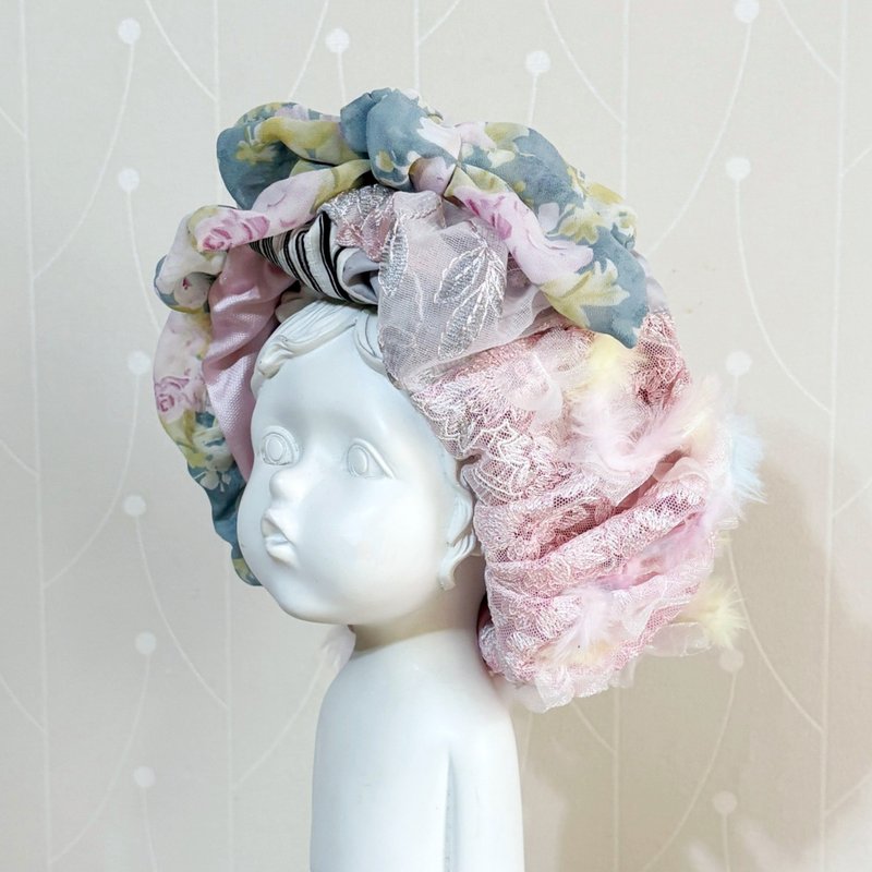 彈性髮帶/刺繡蕾絲寬邊編織頭帶日系寬版彈性頭巾圍脖 髮飾 頭飾 - 髮箍/髮帶 - 其他材質 粉紅色