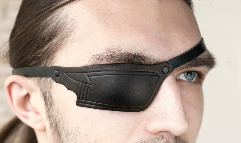 Black Leather Eye Patch | Sport Eye Patch | Slim Eye Patch - Eye Masks - Genuine Leather 