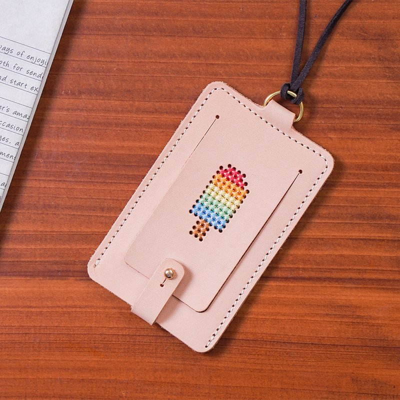 【Rainbow Popsicle】ID Case - Cross Stitch Kit | Xiu Crafts - เย็บปัก/ถักทอ/ใยขนแกะ - หนังแท้ หลากหลายสี