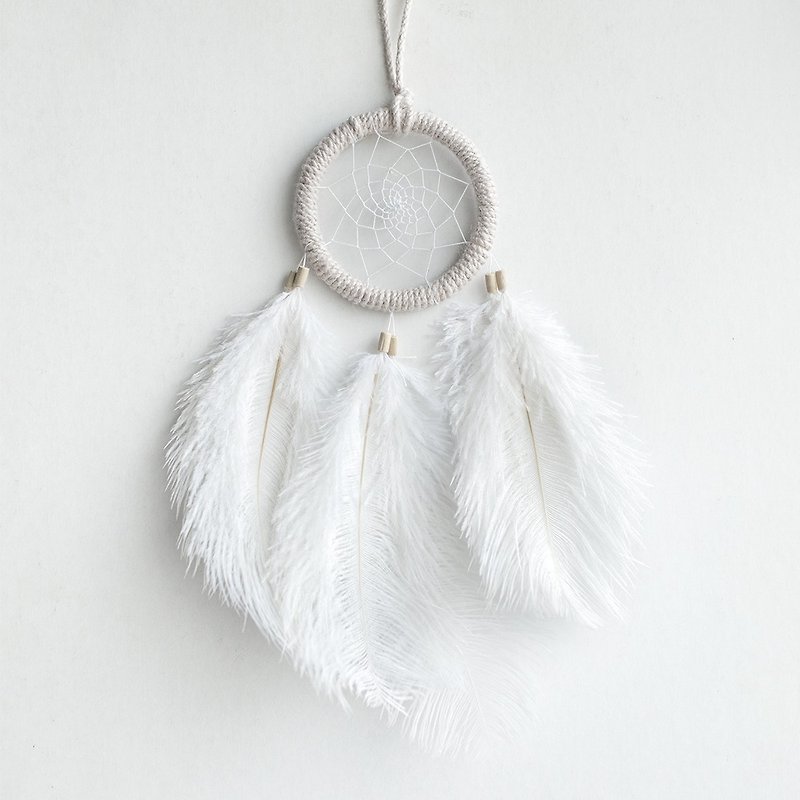 捕夢網 8cm -  (麻繩 米白色) - 森林系、手作 交換禮物 - 裝飾/擺設  - 其他材質 白色