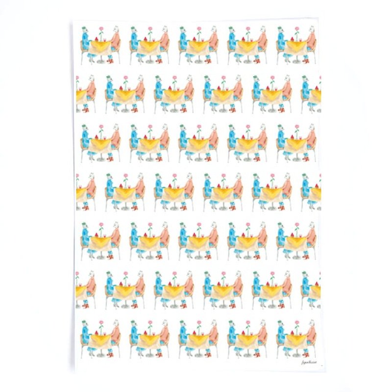 Wrapping Paper - Tea Room with Cats - Gift Wrapping & Boxes - Paper White