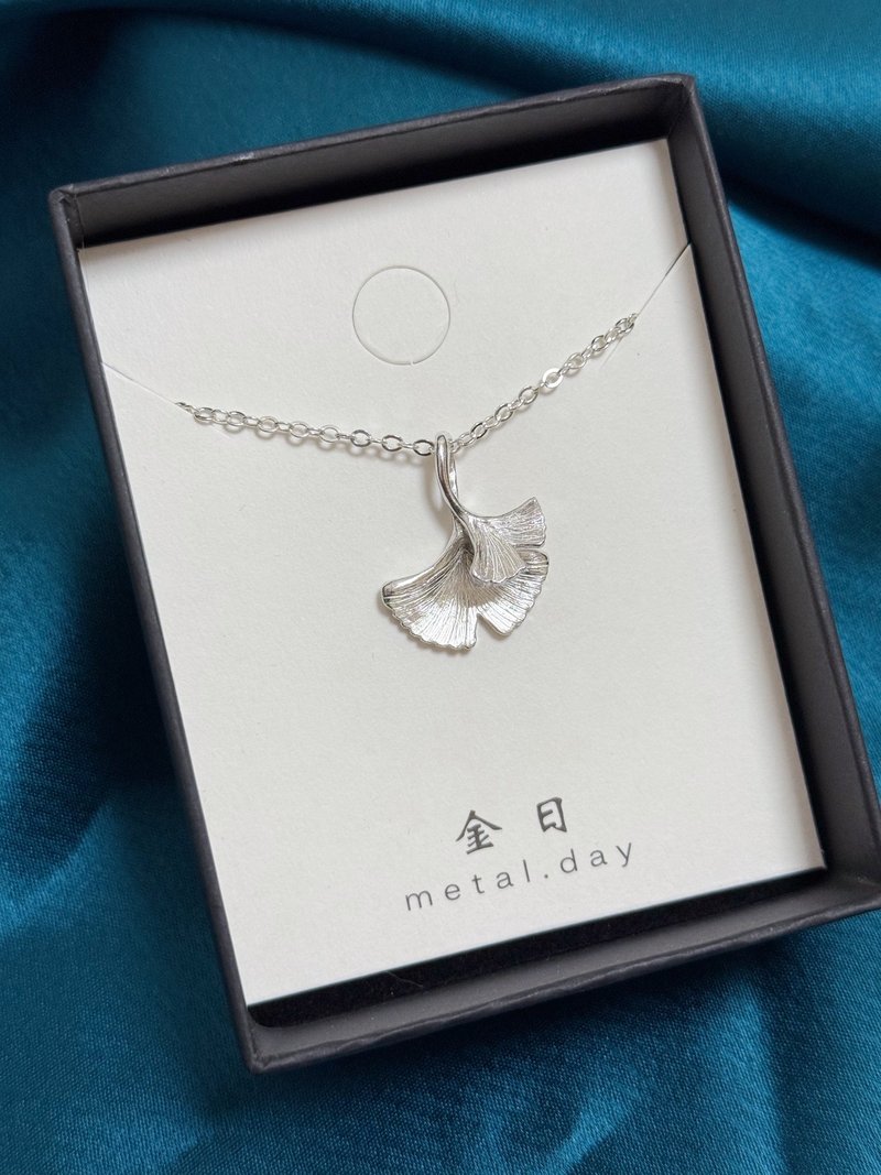 銀杏葉 - 項鍊 - 純銀 銀色