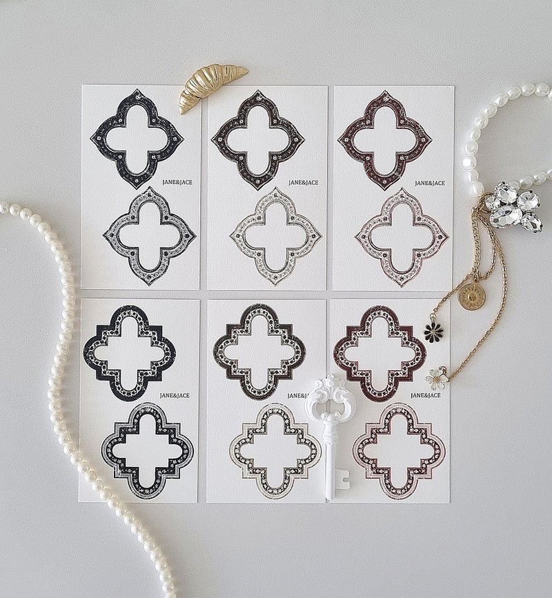 Flower embroidery diamond frame paper - 貼紙 - 紙 