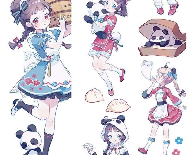 新七天】パンダと女の子 マスキングテープ PET・和紙 - ショップ