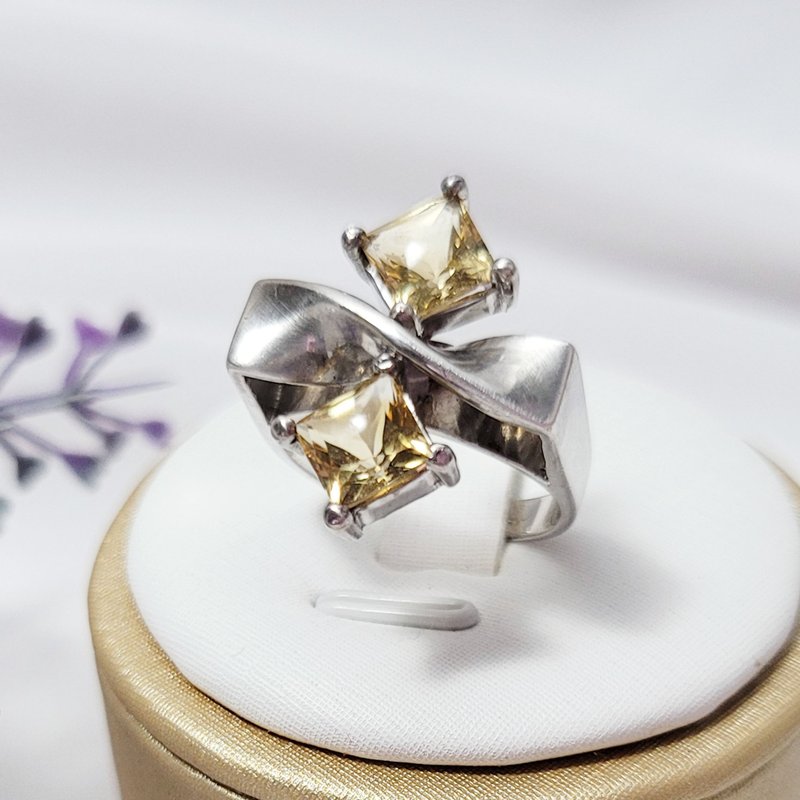 天然 頂級 黃水晶 財富之石 招財 助事業 銀 戒指 內徑18mm 單品 - 戒指 - 寶石 黃色