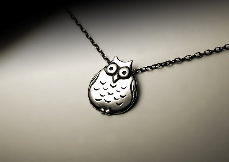 Cute owl necklace - Necklaces - Other Metals Silver