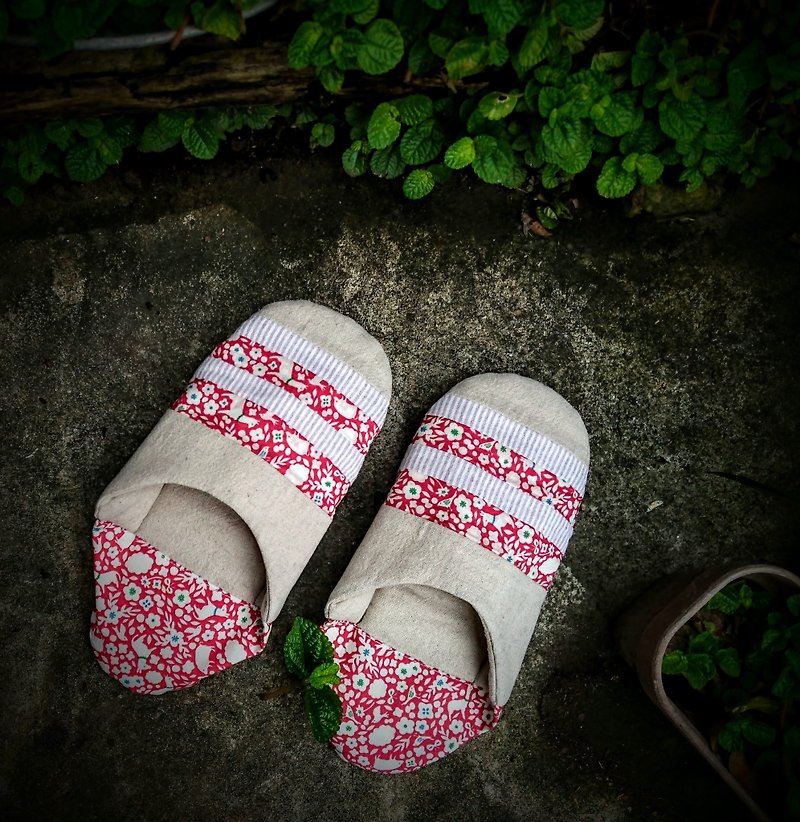 Indoor drag red (sold out) - Indoor Slippers - Cotton & Hemp Red