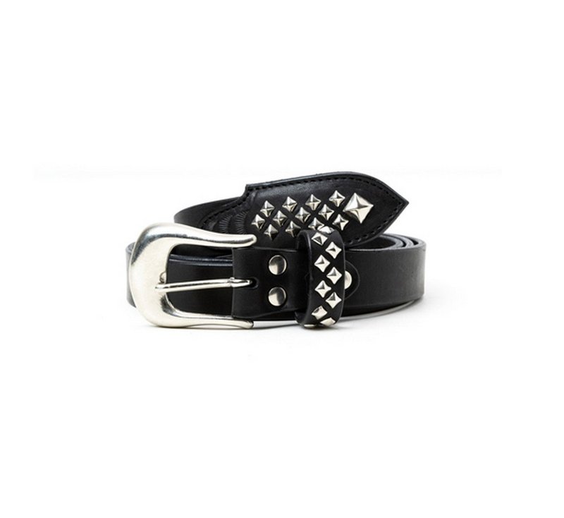 Calee Studs Leather Narrow Belt鍍銀鉚釘細版牛皮腰帶 - 皮帶/腰帶 - 其他材質 多色