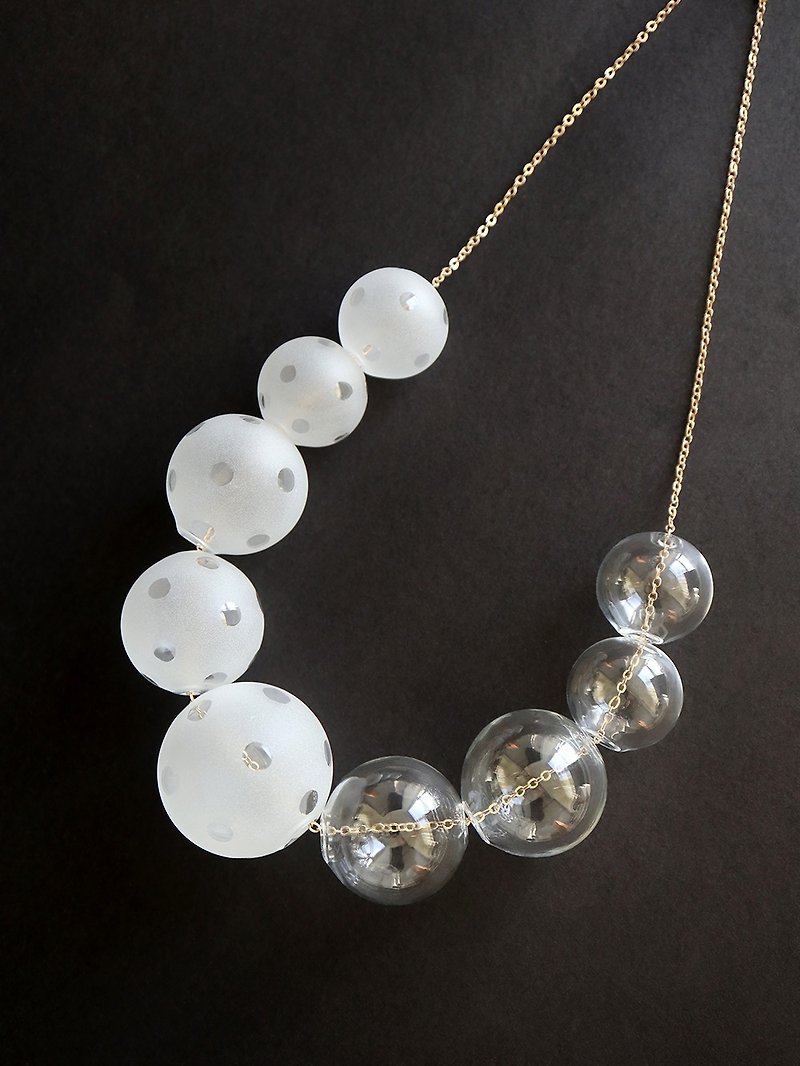PERLA Frost dots - SandBlasted polka dots bubbles necklace - Chokers - Glass Transparent