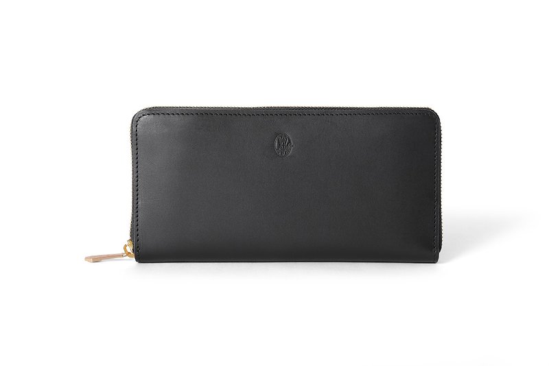 Smart and gentlemanly long wallet Luxury French cowhide and lamb skin leather - กระเป๋าสตางค์ - หนังแท้ สีดำ